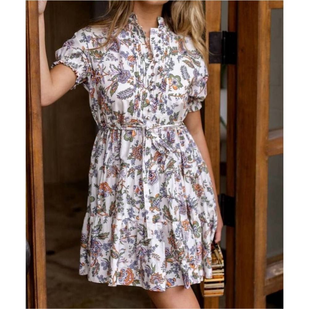 Hermoza Louisa Tunic Short Sleeve Floral Dress Size Large - Picture 11 of 14